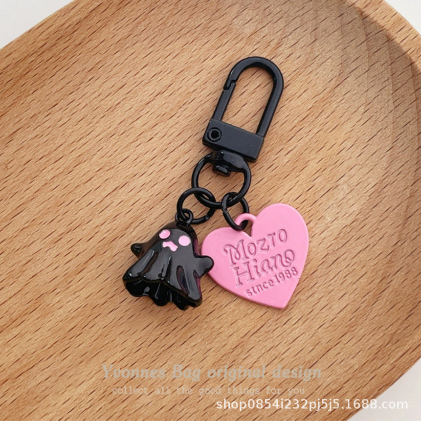 Wholesale Little Ghost Heart Pink Black Keychain